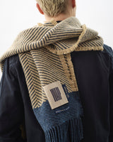 Navy Chevron Tweed Donegal Wool & Mohair Scarf