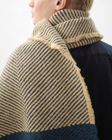 Navy Chevron Tweed Donegal Wool & Mohair Scarf