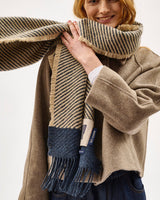 Navy Chevron Tweed Donegal Wool & Mohair Scarf