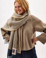 Navy Chevron Tweed Donegal Wool & Mohair Scarf