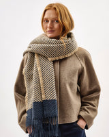 Navy Chevron Tweed Donegal Wool & Mohair Scarf