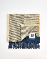 Navy Chevron Tweed Donegal Wool & Mohair Scarf