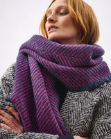 Neon Pink Chevron Tweed Donegal Wool & Mohair Scarf