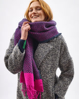 Neon Pink Chevron Tweed Donegal Wool & Mohair Scarf