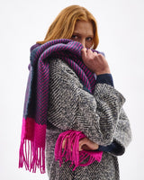 Neon Pink Chevron Tweed Donegal Wool & Mohair Scarf