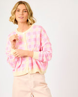 Pink Check Padina Cardigan