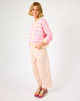 Pink Check Padina Cardigan