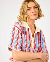Violet Multicolour Stripe Missy Open Knit Top
