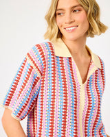 Violet Multicolour Stripe Missy Open Knit Top