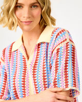 Violet Multicolour Stripe Missy Open Knit Top