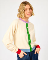 Cream Patrick Colour Block Detail Cardigan