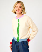 Cream Patrick Colour Block Detail Cardigan