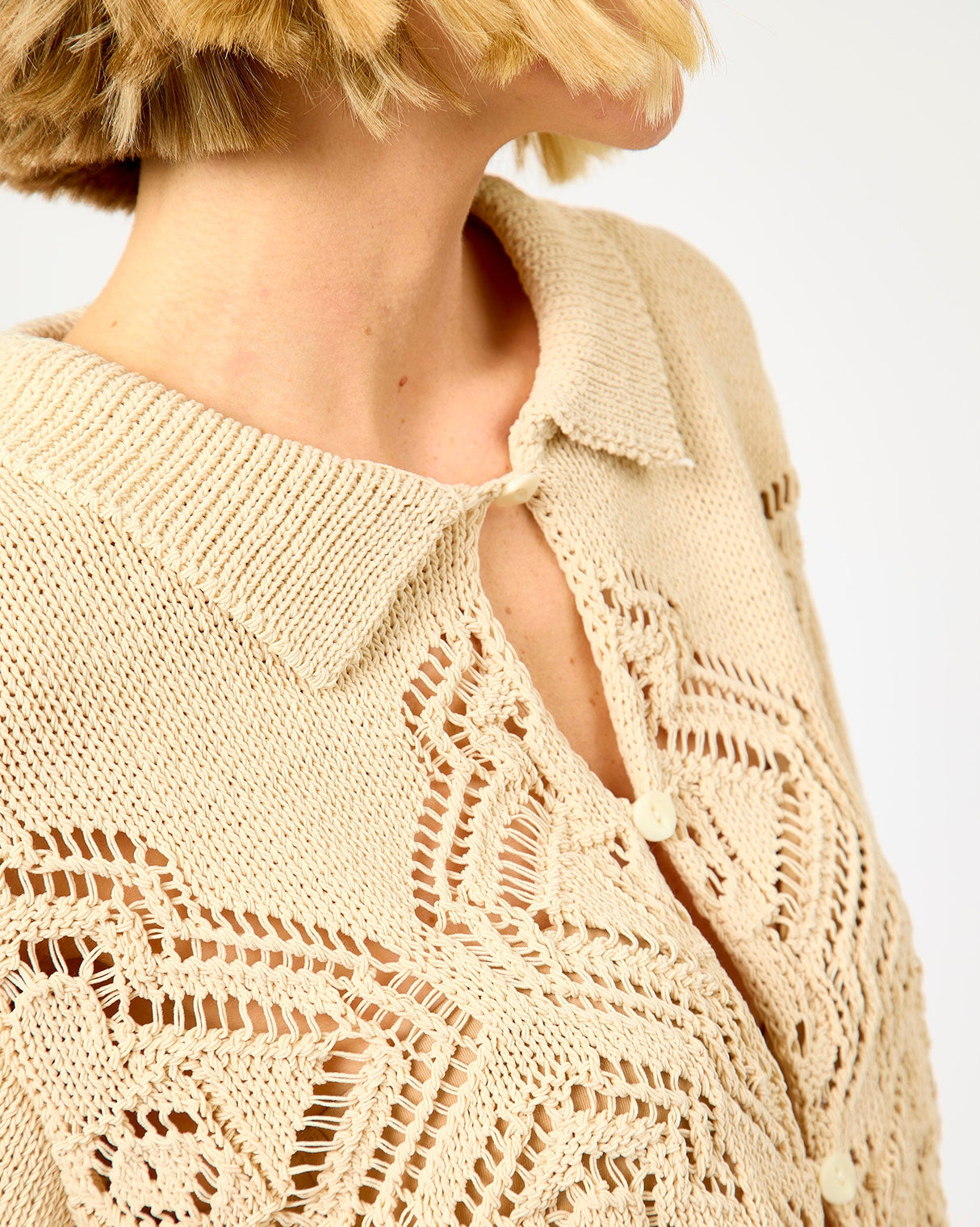 Cream Fraseria Open Knit Detail Cardigan
