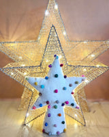 Handmade Felt Pompom Star Christmas Tree Topper