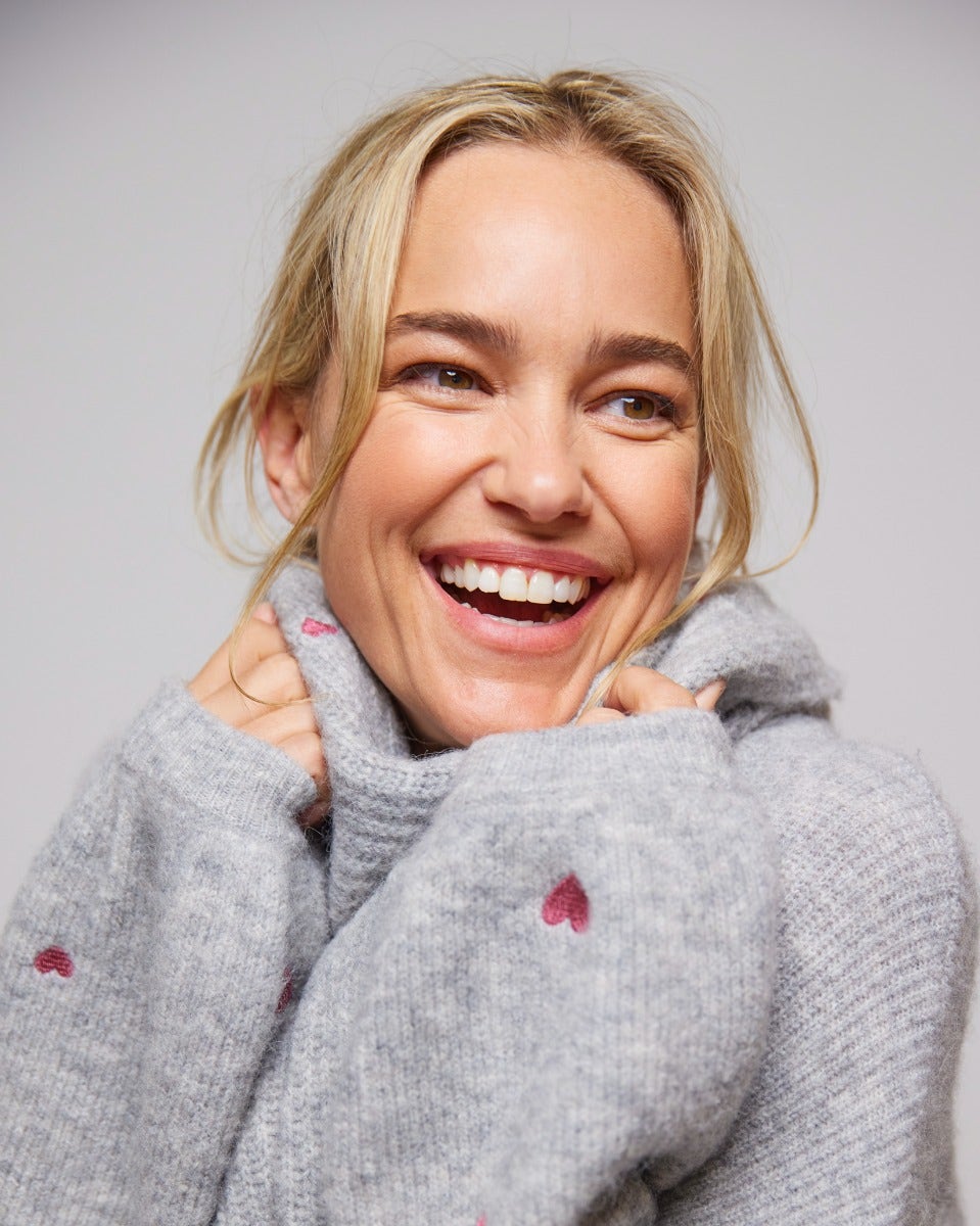 Grey & Pink Hearts Lidia Pullover