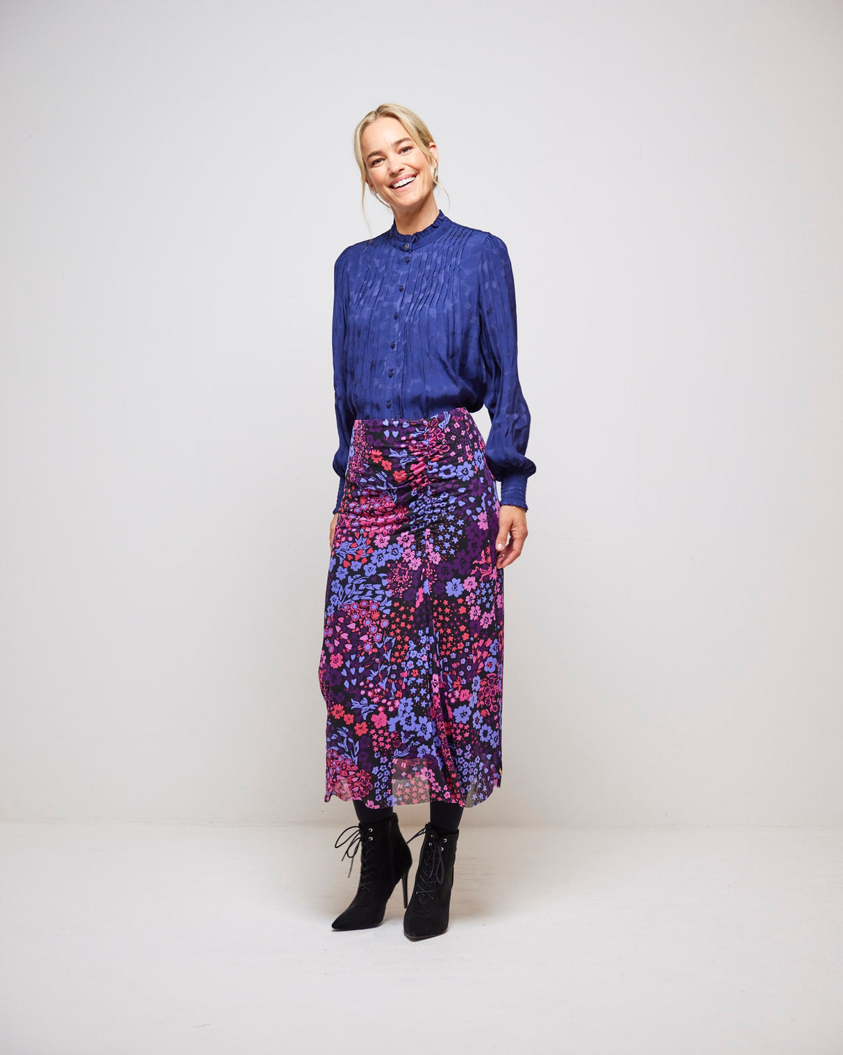 Bubblegum Pink Jessy Midi Skirt