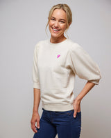 Oatmeal Jana Cropped Sleeve Sweater