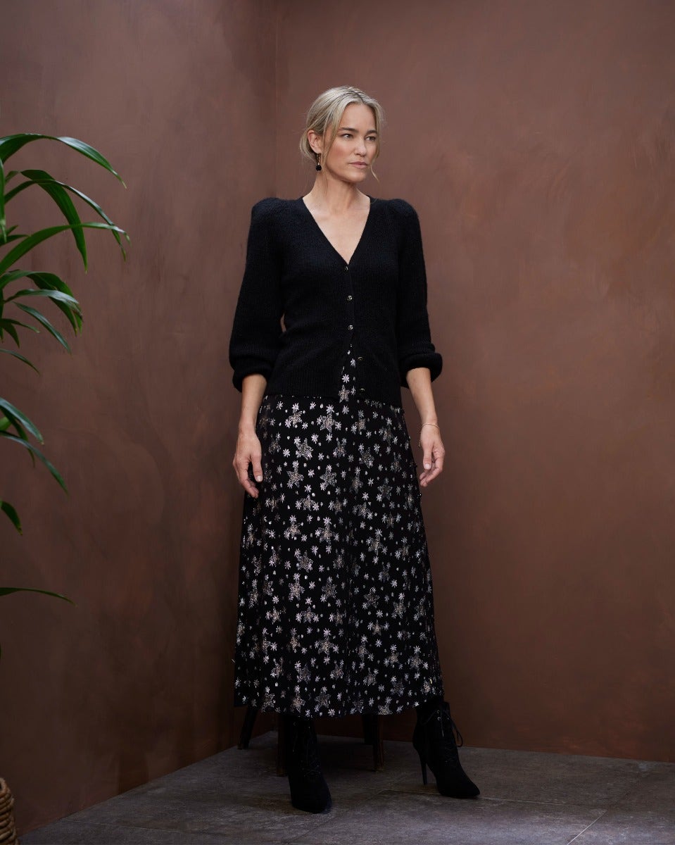 Black Sally V-Neck Cardigan
