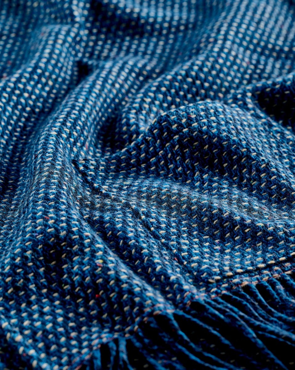 Blue Mohair Tweed Coach Pocket Wrap