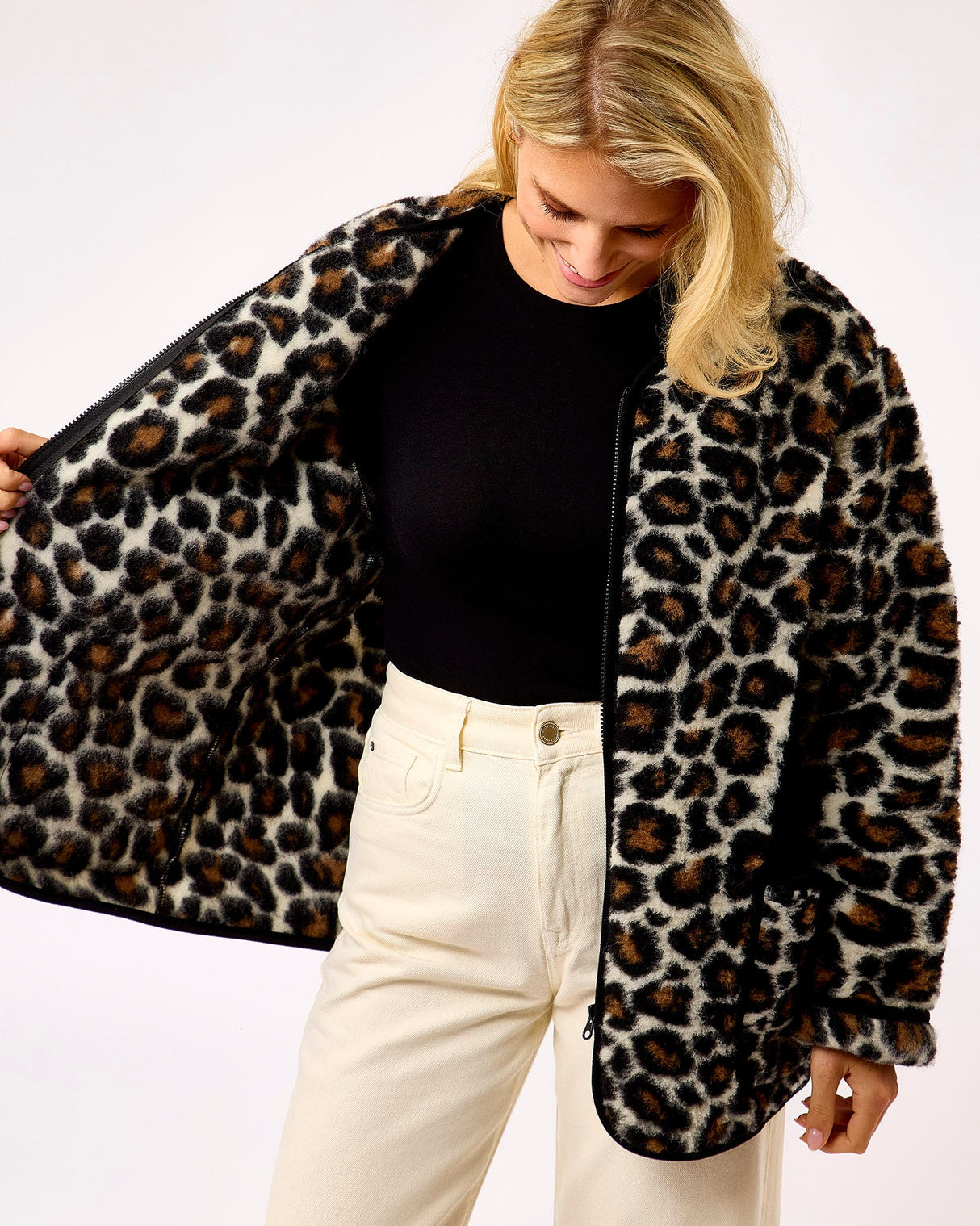 Leopard Textured Merino Wool Nordeen Jacket