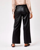 Black Corian Faux Leather Straight Leg Trousers