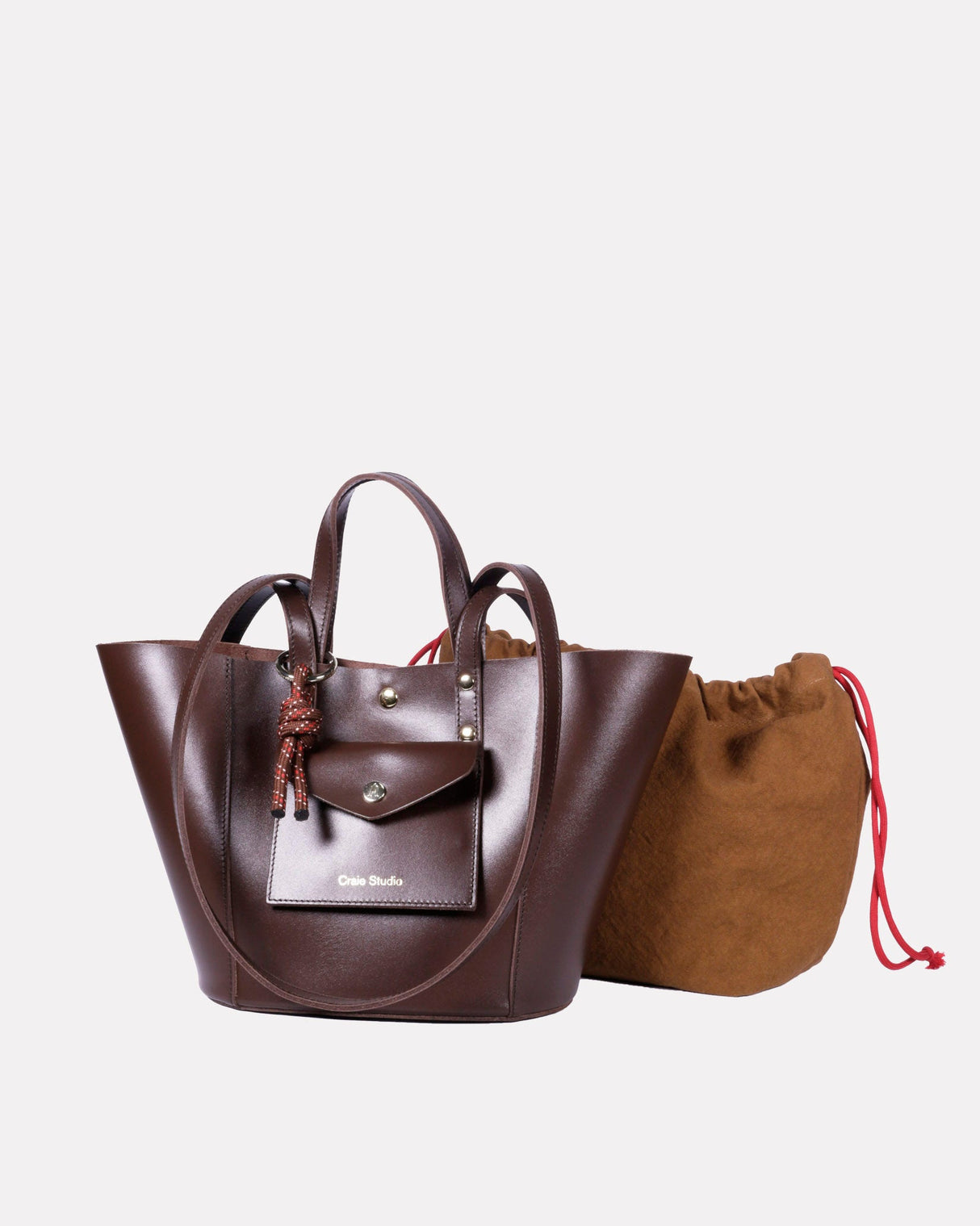 Chocolate Brown Note Calf Leather Bag