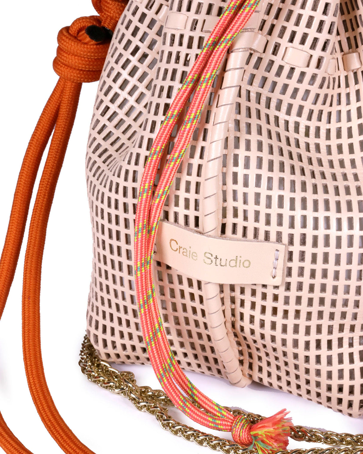 Peach Leather Bibi Bucket Bag