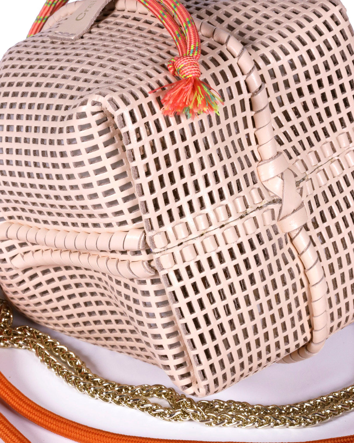 Peach Leather Bibi Bucket Bag