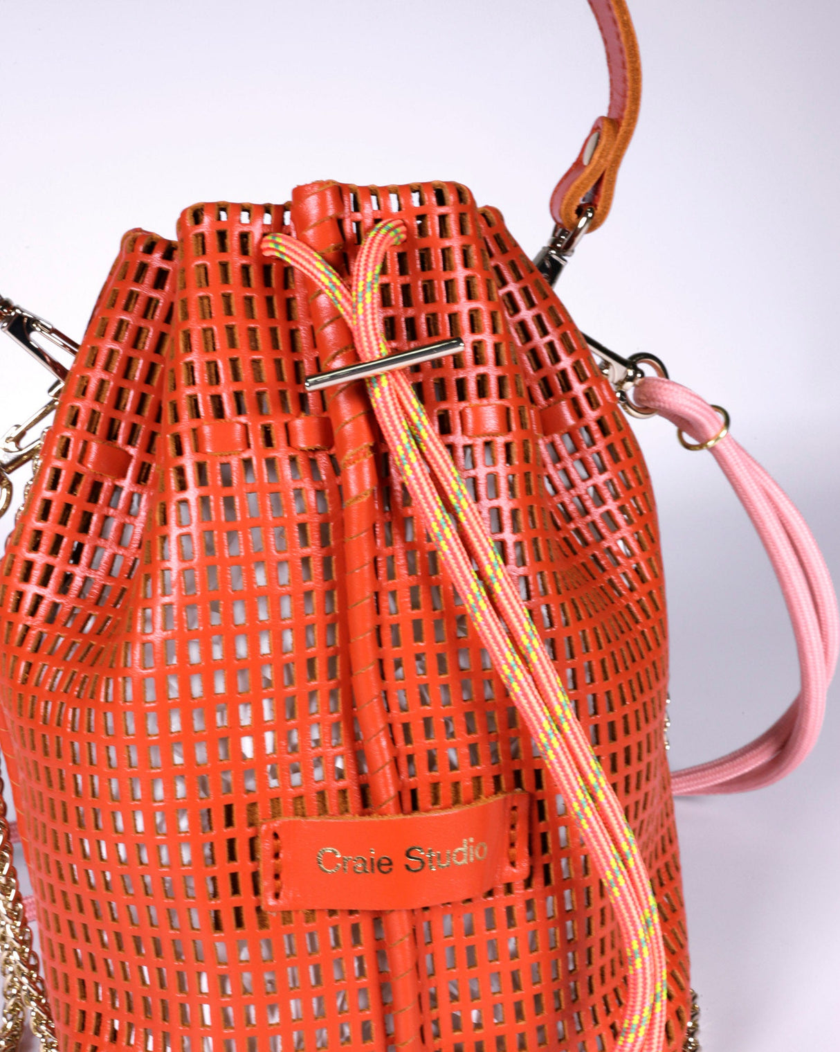 Red Leather Bibi Bucket Bag