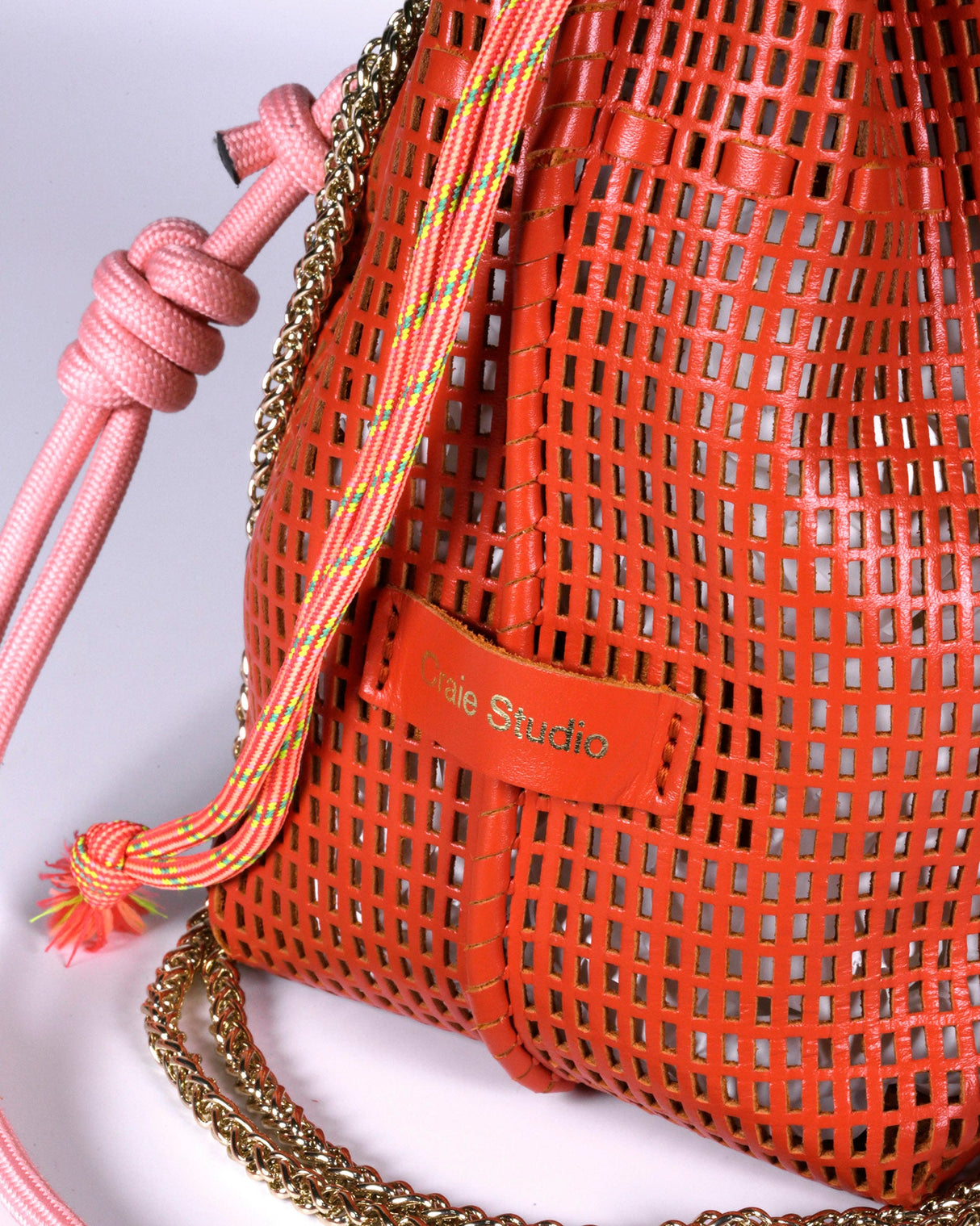 Red Leather Bibi Bucket Bag