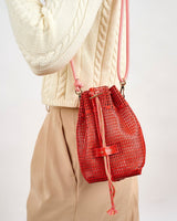 Red Leather Bibi Bucket Bag
