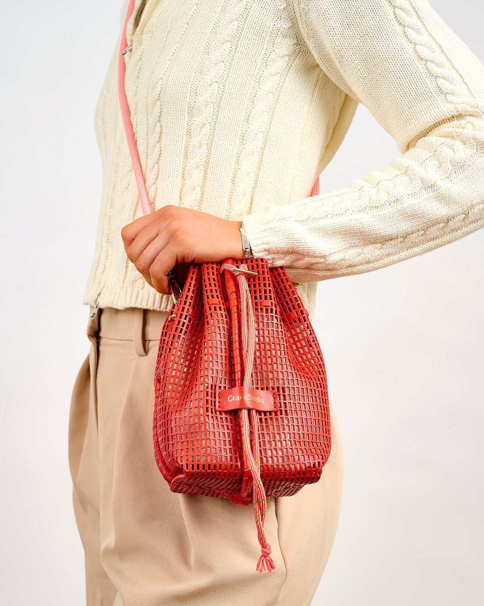 Red Leather Bibi Bucket Bag