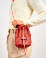 Red Leather Bibi Bucket Bag