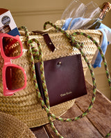 Deep Brown Leather & Palm Panier Calanques Bag
