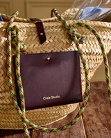 Deep Brown Leather & Palm Panier Calanques Bag