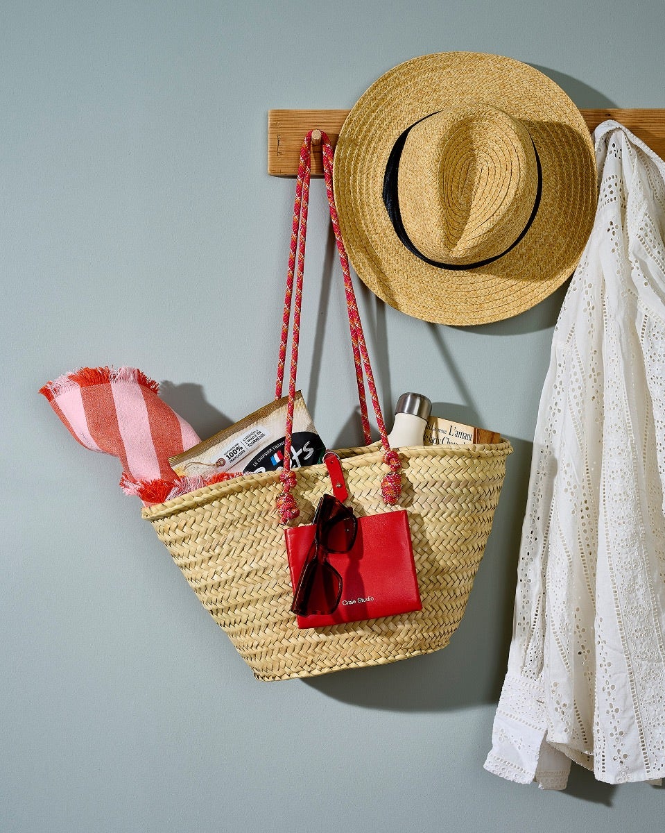Orange Leather & Palm Panier Calanques Bag