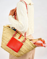 Orange Leather & Palm Panier Calanques Bag