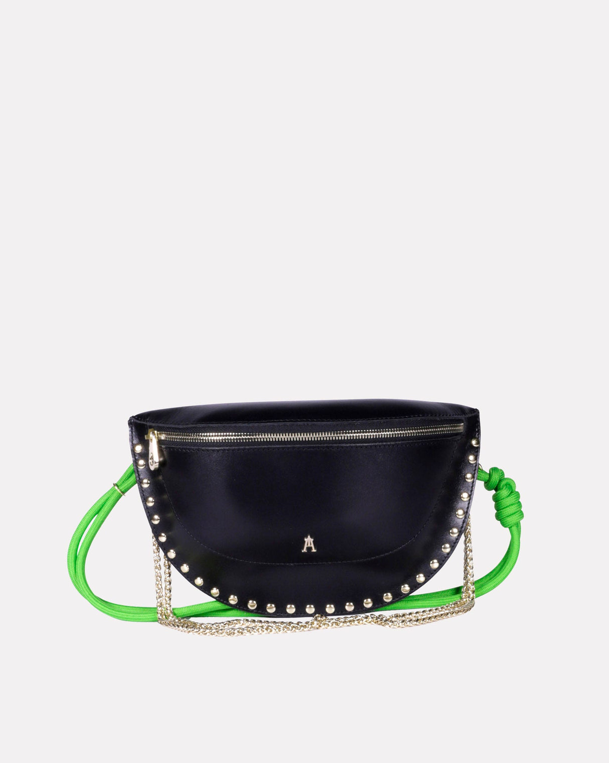 Black-Green-Leather-Smile-Bag