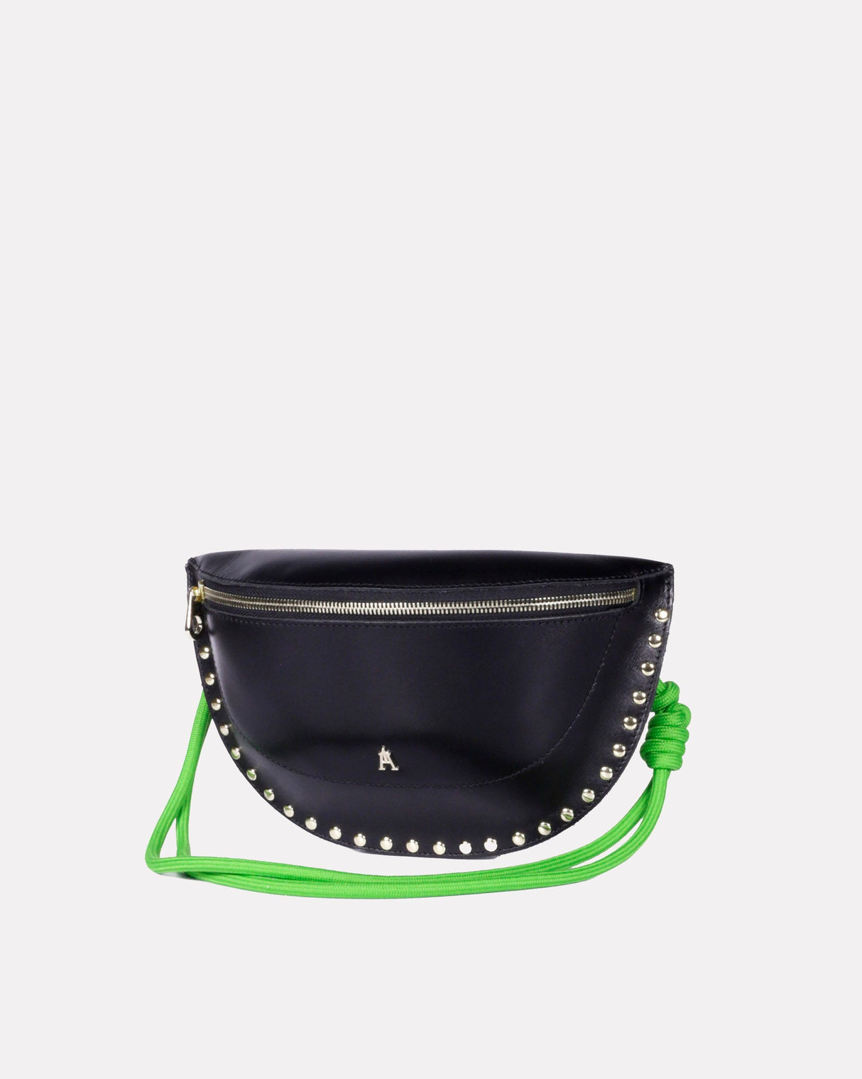 Black-Green-Leather-Smile-Bag