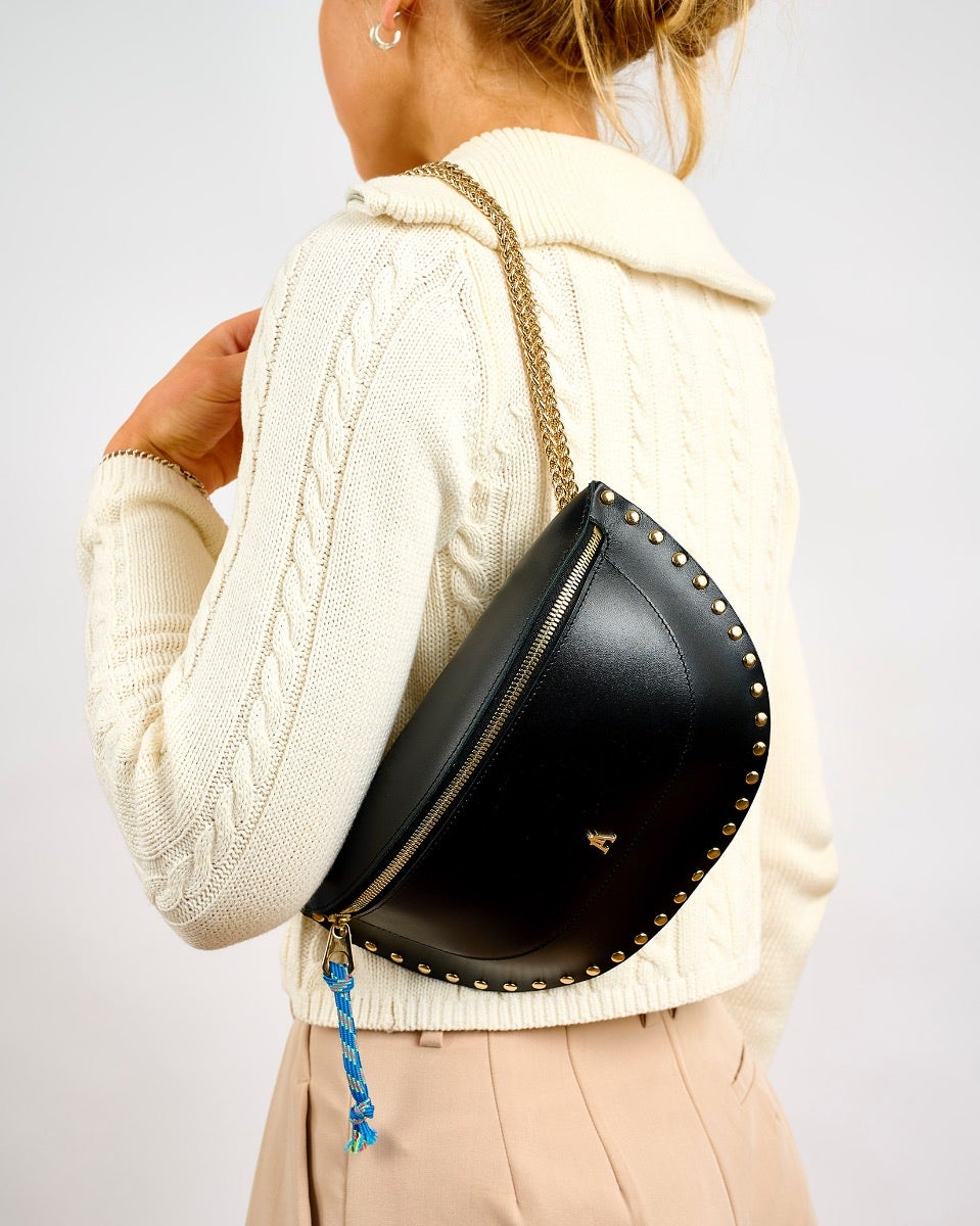 Black & Green Leather Smile Bag