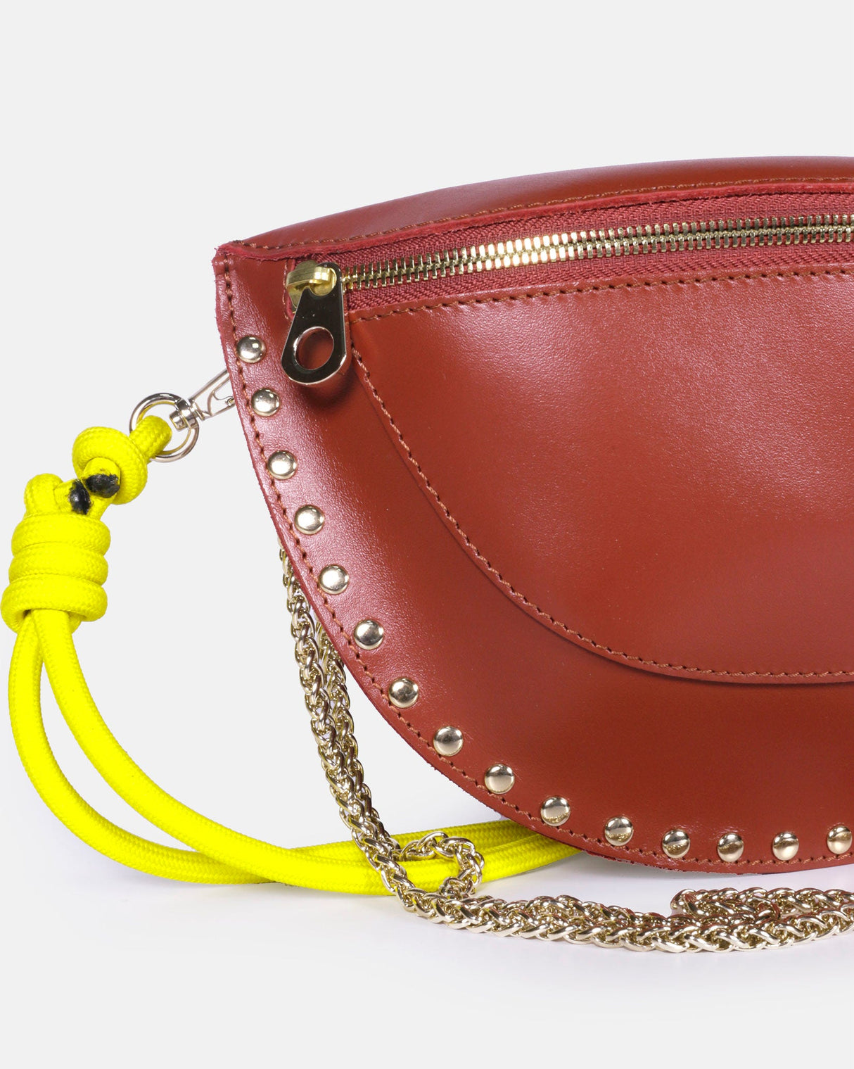 Brown & Yellow Leather Smile Bag