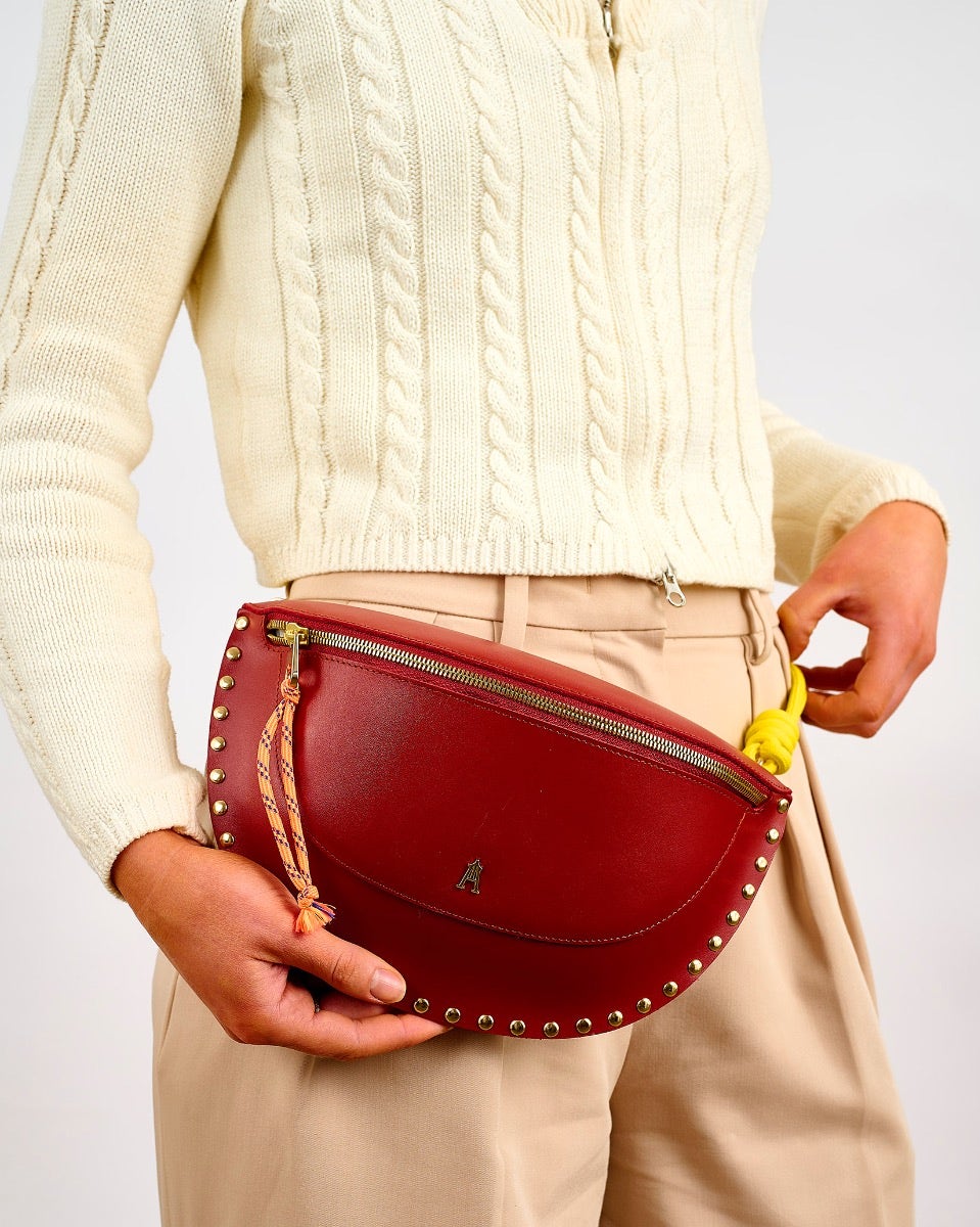 Brown & Yellow Leather Smile Bag