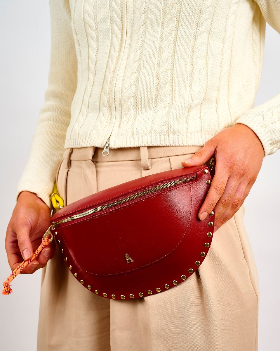 Brown & Yellow Leather Smile Bag