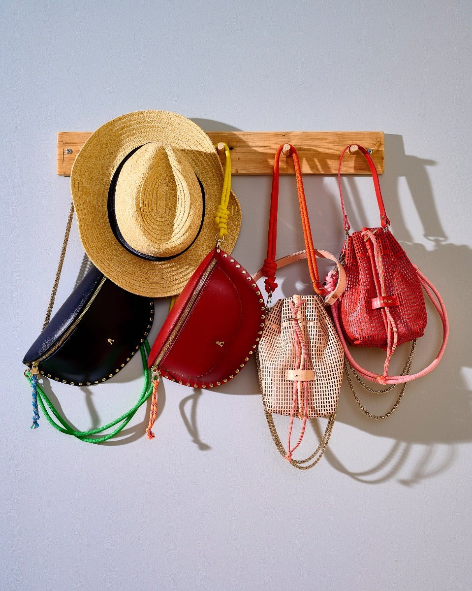 Red Leather Bibi Bucket Bag
