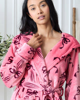 Pink Wavy Bow Fleece Dressing Gown