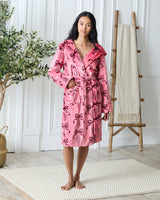 Pink Wavy Bow Fleece Dressing Gown