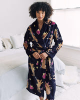 Navy Heart & Tiger Fleece Dressing Gown