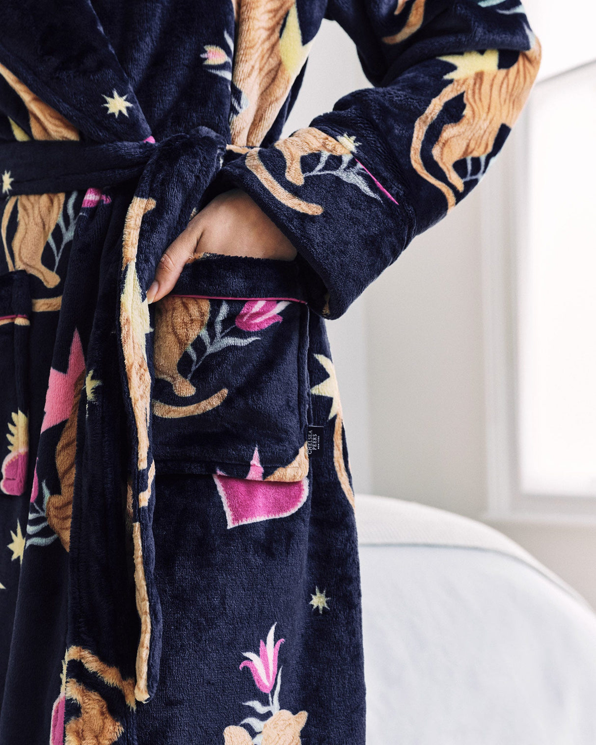 Navy Heart & Tiger Fleece Dressing Gown