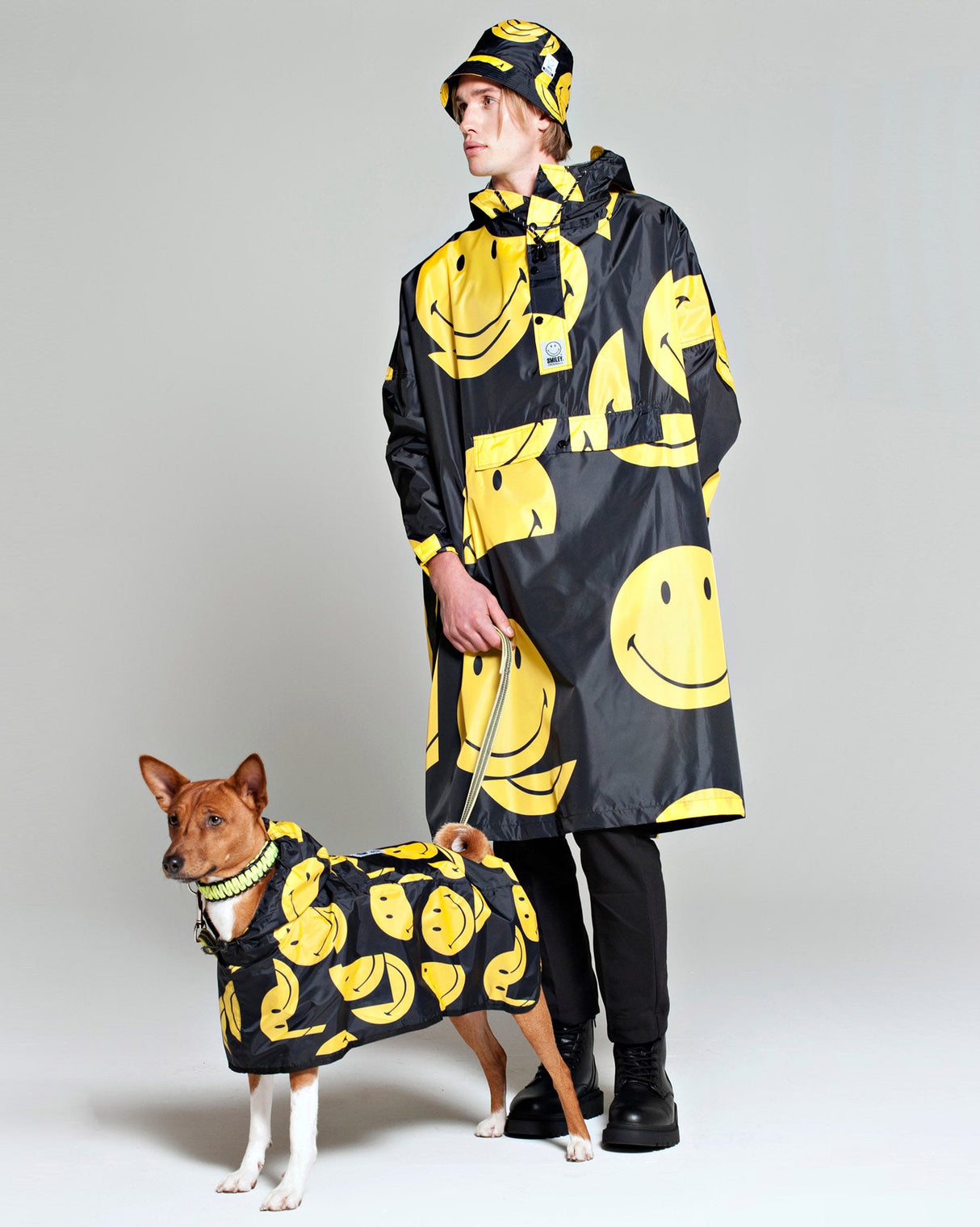Black All Smiles Dog Poncho