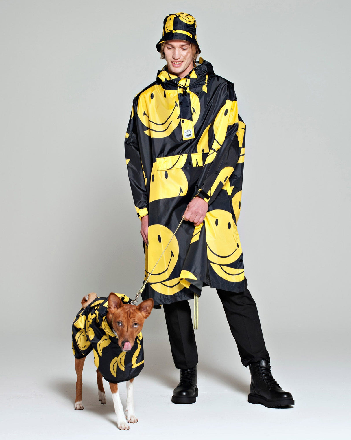 Black All Smiles Dog Poncho